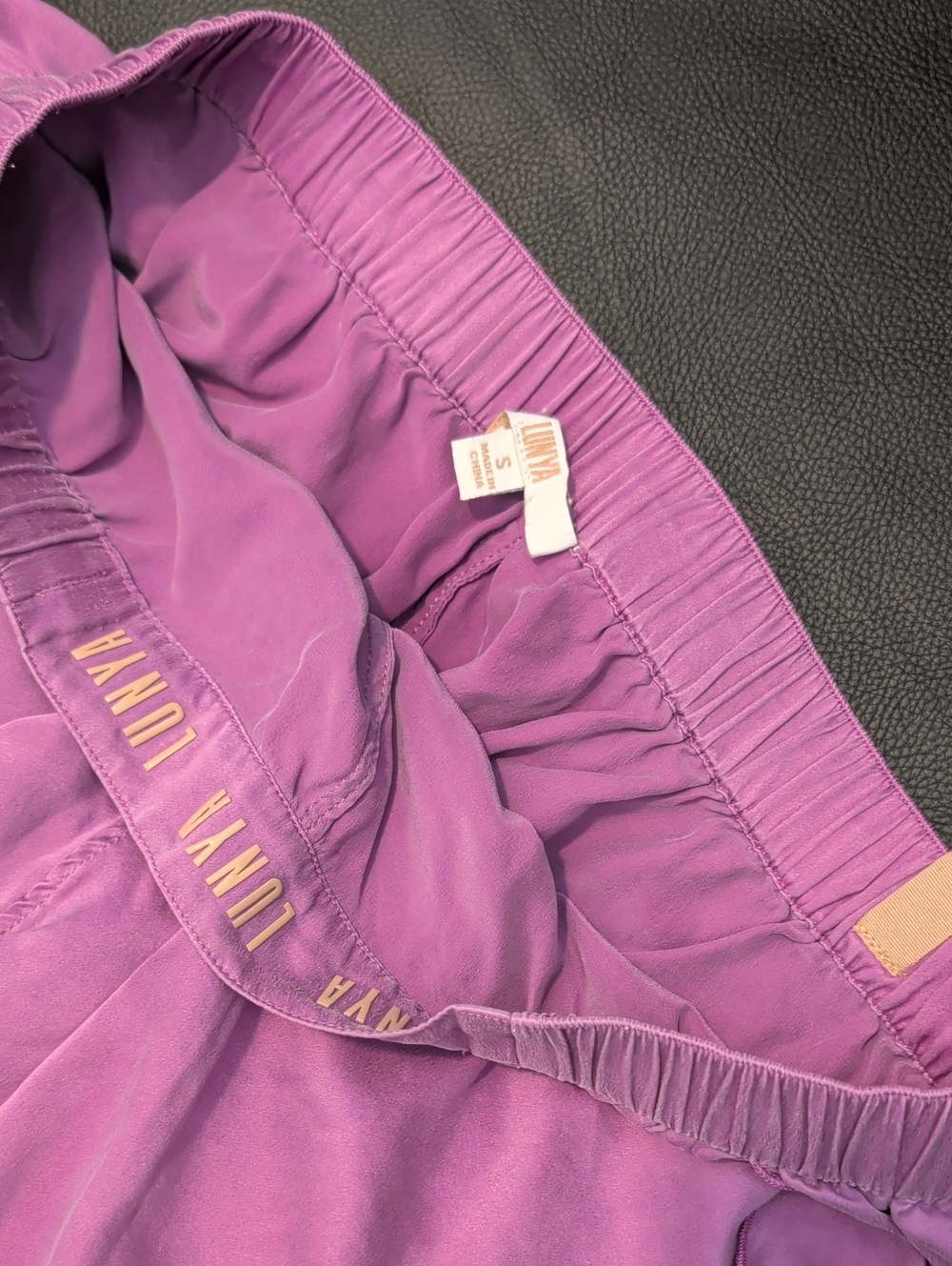 lunya lavender purple sleep shorts